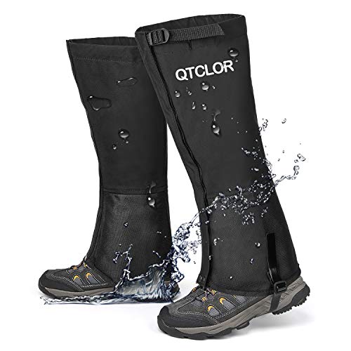 Leg Gaiters Waterproof Snow Boot Gaiters for Snowshoeing, Hiking, Hunting, Running, Motorcycle Anti-Tear Oxford Fabric, TPU Instep Belt Metal Shoelace Hook for Outdoor