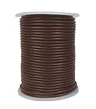 Round Leather Cord, 2mm Brown, 25 Meter Spool