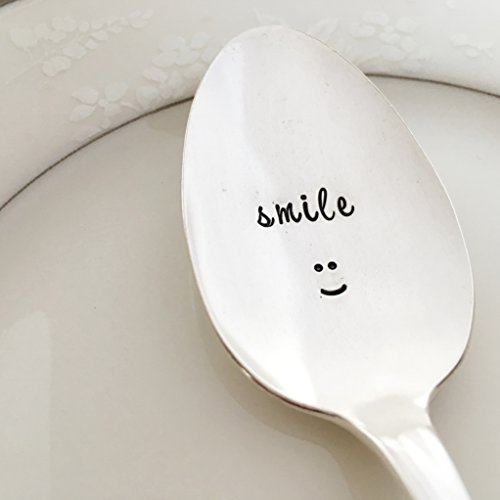 smile: hand stamped vintage tea spoon, by Lorelei Vella