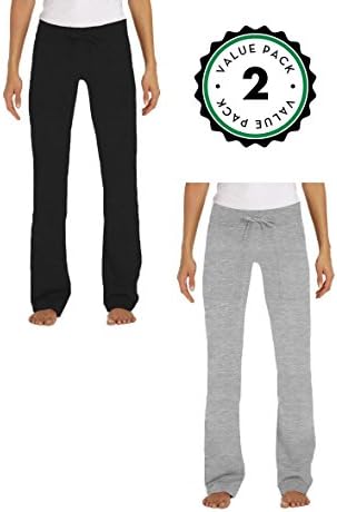 Juniors Lounge Pants, French Terry Cut / Jogger Pants - 2 Pack (Medium, 1 Black / 1 Heather Grey)