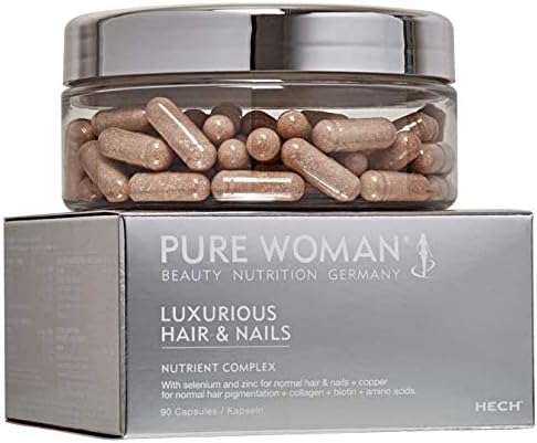 HECH Pure Woman Luxurious Hair & Nails Vitamin & Mineral Supplement, Nutrient Complex Capsules, Hair & Nails Support, Marine Collagen Peptides, Quantity: 90 Capsules