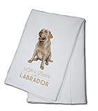 Yellow Labrador Retriever - Life is Better (100% Cotton Kitchen Towel)