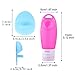 Silicone Travel Bottles with Facial Brush, Edoking TSA Airline Carry-On Approved FDA Certification Three Leakproof Walls Strong Adsorption and Hanger Design( 3oz 4 Pack)