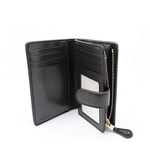 coach medium corner zip wallet black