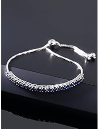 2.50 quilates Natural Azul Zafiro Plata De Ley 925 Totalmente Ajustable Pulsera