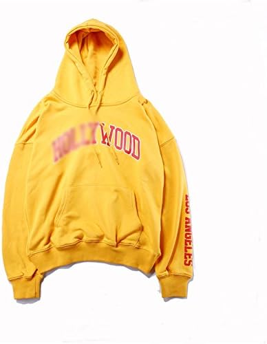 Letter Printed Mens New Streetwear Front Oversized Hip Hop Men Hoodie DITW52 8H Yellow XXL