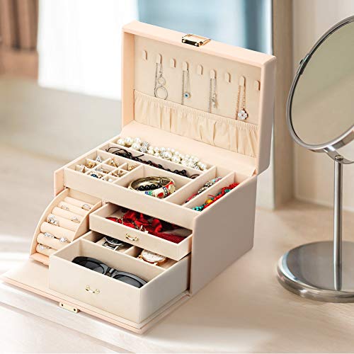 FEISCON Jewelry Box Organizer Watch Case Large Jewelry Holder Eyeglass Sunglasses Storage Box