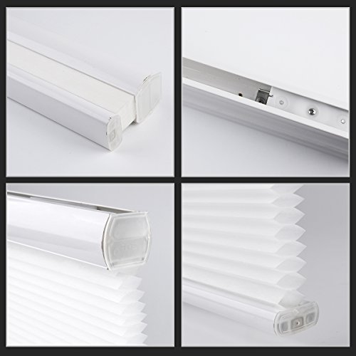 SUNFREE Cordless Cellular Shades Light Filtering Honeycomb Blinds Fabric Window Blinds 46x48, White