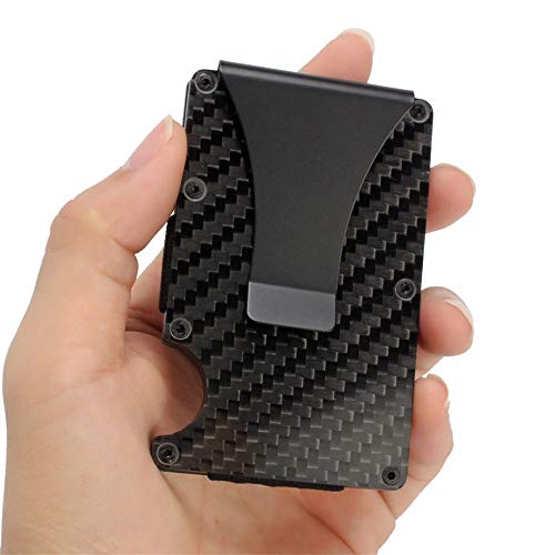 New Men Card Holder Slim Carbon Fiber Credit Card Holder Metal Wallet Money Clip Anti Scan Function Hold Card Coins Cash - Thumbnail 3