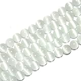 8mm Round White Cat Eye Beads Strand 15 Inch Jewelry Making Beads