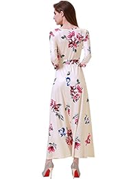 Melynnco - Vestido largo de verano con cuello en V y manga 3 4 para mujer