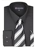 Fortino Landi Men's Long Sleeve Dress Shirt, Tie And Hanky Set - Many Colors