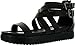 Women Leatherette Open Toe Strappy Flatform Flat Sandal CC58 - Black Leatherette
