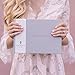 FLUYTCO Wedding Guest Book (120 Pages) - Linen Hardcover - Sign-in & Registry Guestbook - Silver Foil Stamping, Gilded Edges and Silver Page Marker - 7.5