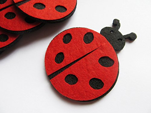 YYCRAFT Pack Of 30 Red 2.5" Large Padded Felt Ladybug Embellishment Appliques