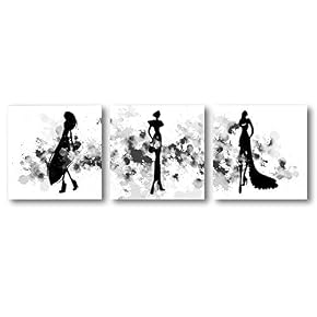 Abstract Elegant People Painting Artwork for Home Framed x3 Panels
