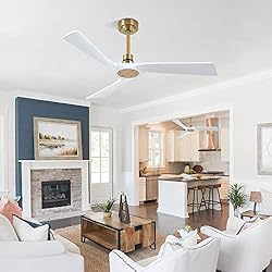 HUMHOLD 52" White Ceiling Fan without Lights