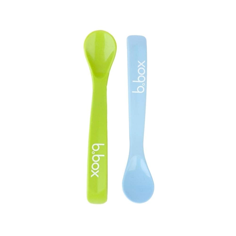 b.box Baby 2 Soft Bite Flexible Spoon Set for 9 Months + | Colors: 1 Blue-1 Green | Includes 2 Spoons | BPA-Free | Phthalates & PVC Free | Dishwasher Safe