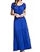 Meaneor Women Boho Cap Sleeve Smocked Waist Tiered Renaissance Summer Maxi Dress Blue XL