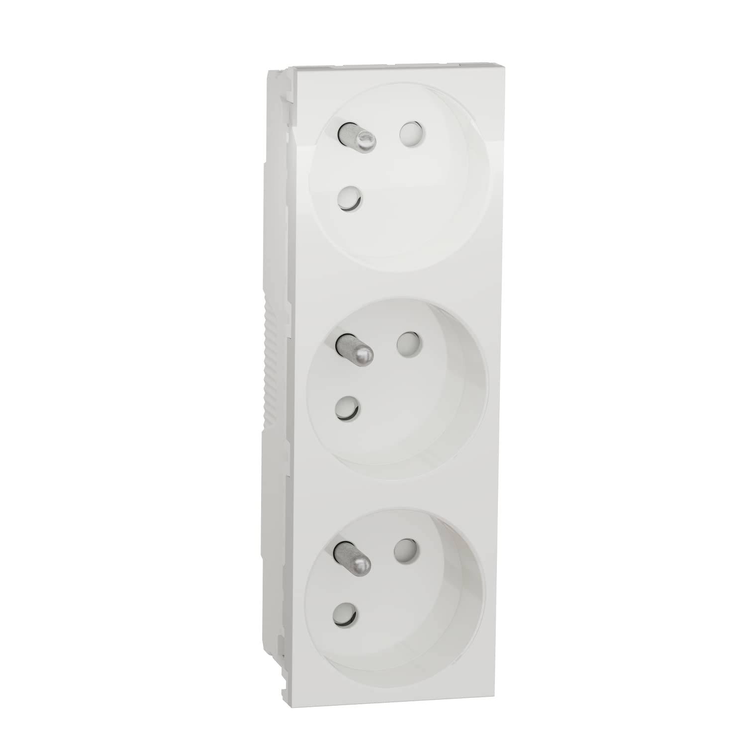 Unica – Triple Socket 2P+T – FR – Special Duct – White – Mechanism Only