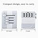 Castries European Adapter,2300W high Power Travel Adapter with 4 USB Charging Ports for International Power adapters in More Than 170 Countries (Gray White)