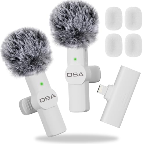 Lavalier Micrófono móvil inalámbrico para grabación de Video de iPhone, micrófono inalámbrico para Youtube/entrevista/Vlog, para iPhone de grabación inalámbrica, Paquete de 2