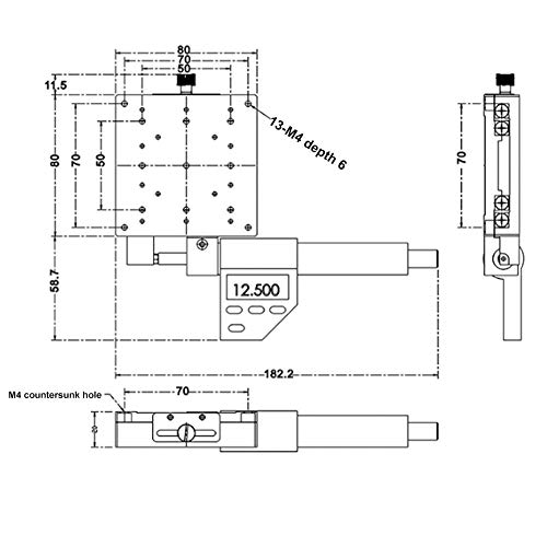 418W8VjOYiL Micrometer Platform, 80 x 80mm Micrometer Stage, Load Capacity 98N (9.5kgf), for Production Machinery, Optical… - Image 7