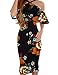 Murimia Women's Cocktail Dresses Floral Ruffle Sleeves Wedding Guest Dresses Midi Bodycon Dress, Black, Large