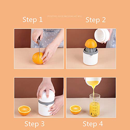 GMISUN Citrus Lemon Orange Juicer Manual Hand Squeezer 2 in 1 Lid Rotation Hand Press Reamer with Strainer and Container (White)