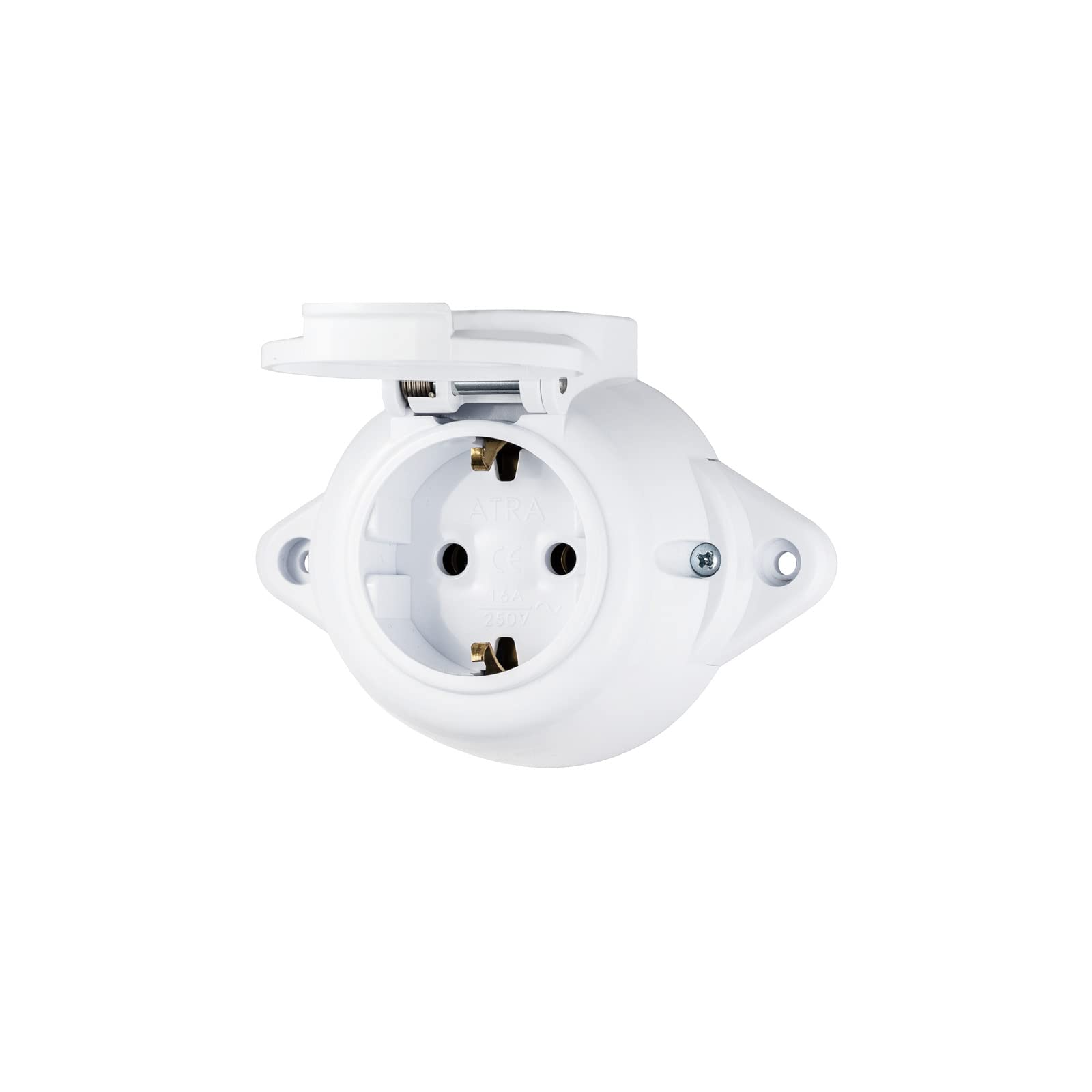 Surface-Mounted Vintage Socket Round Retro 1-Way White IP44v with Cover (IP44 1-Way Socket White)