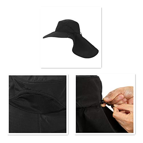CHIC DIARY Sonnenhut Sommer UV Schutz Schirmmütze Safari Hut mit Nackenschutz Unisex Fischerhut für Outdoor Angeln… – Bild 4