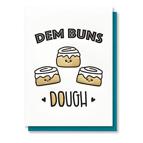 Funny Love Letterpress Card Dem Buns Dough Cinnamon
