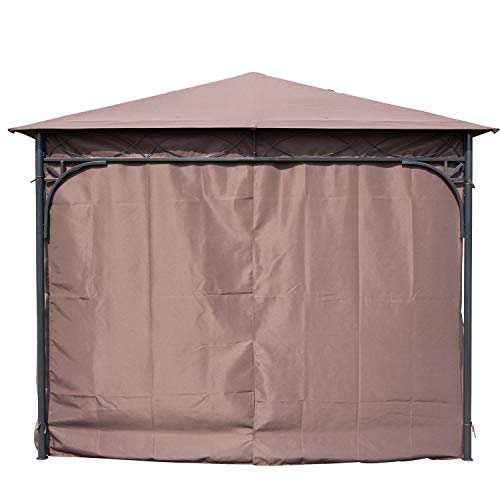 Outsunny Luxus Pavillon Gartenpavillon Partyzelt Festzelt Gartenzelt braun 3x3 m – Bild 4