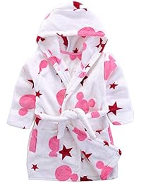 Boys & Girls Bathrobes, Plush Soft Coral Fleece Animal Hooded Sleepwear for Kids Star 18-24M