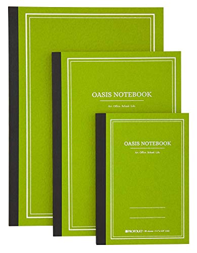 Itoya Profolio, Oasis Notebook, Avocado Green, Medium A5, 5.8 x 8.3 inches, OA-MD-AV