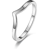 Moplusea Stainless Steel Simple Pointed Chevron Ring Classical Plain V Shaped Stacking Band Statement Wedding Promise Ring For Women