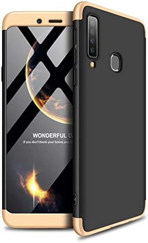 FHXD Compatible with Samsung Galaxy A9 2018 Case Shockproof 360 Protective Cover [Screen Protector] Ultra Thin Anti Scratch 3 in 1 Protective Case MEHRWEG-Gold Black