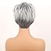 Short Silver Gray Fluffy Layered Wigs For Seniors Women