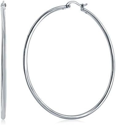 Womens Girls teen Jewelry Sterling Silver 925 Round Tube Ladies Big Large Hoops Earrings