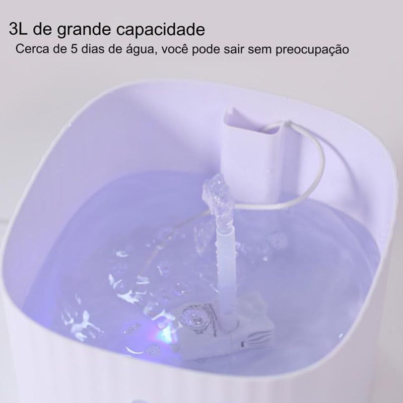 Bebedouro Fonte de Água Pet Inteligente Automático com Filtro Triplo - 3 litros