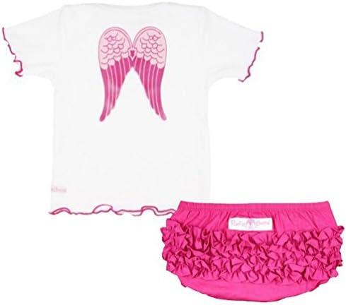 Theplus Baby Girl Angel Wing Short Sleeve T-Shirt+Triangle Pant Sets 3M Rose Red