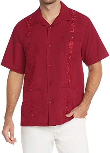 9 Crowns Essentials Men's Guayabera Button Down Shirt