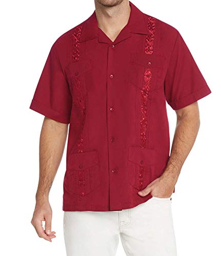 9 Crowns Essentials Men's Guayabera Button Down Shirt