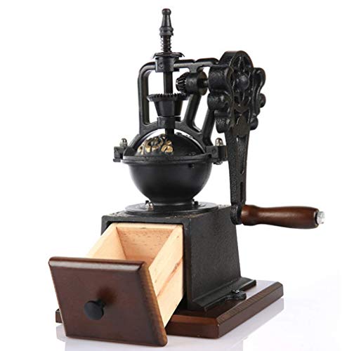 FGDSA Kaffeemaschine, Retro Holzhandschleifmaschine Maschine Kaffeebohnenschleifmaschine Große Radmühle Maschine Kleiner… – Bild 6