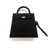 Case for AirPods 4, Girls Creative Fashion Mini Handbag Purse Case, Stylish Soft Silicone TPU Earphone Protection Charging Cover for AirPods 4 +Hook -Black