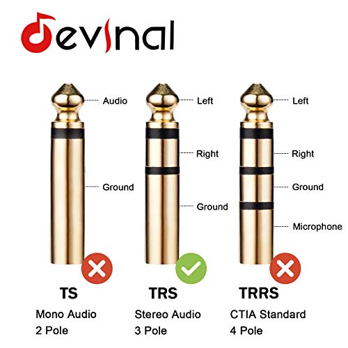 1/4" Female to 3.5mm Cable, Devinal 6.35mm Female to 3.5mm (1/8" inch