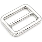 CRAFTMEMORE 6pcs Metal Slide Buckle Bag Belt Strap Keeper Slider Triglide Strap Adjuster Purse Making Accessories SCSL (1 Inch, Silver)