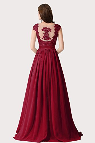 Damen-Elegant-Spitze-Brautjungfernkleid-A-Linie-Chiffon-Abendkleid-in-8-Farben-Maxilang-32-46