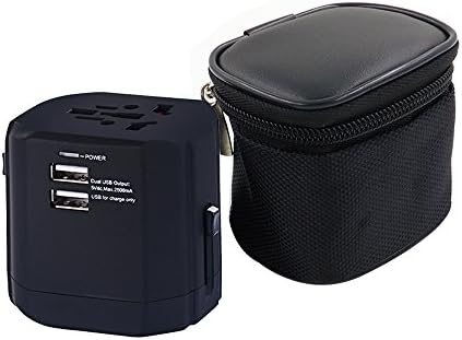 Travel Smart Worldwide Adapter - Universal International Travel Adapter Wall AC Power Plug Adapter Wall Charger with Dual USB Charging Ports for Europe, UK, USA, AU (Black)