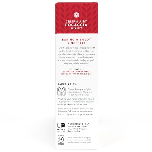 KING ARTHUR BAKING COMPANY CRISP & AIRY FOCACCIA MIX KIT 18.4 OZ., BAKING MIX – READY IN 1 HOUR